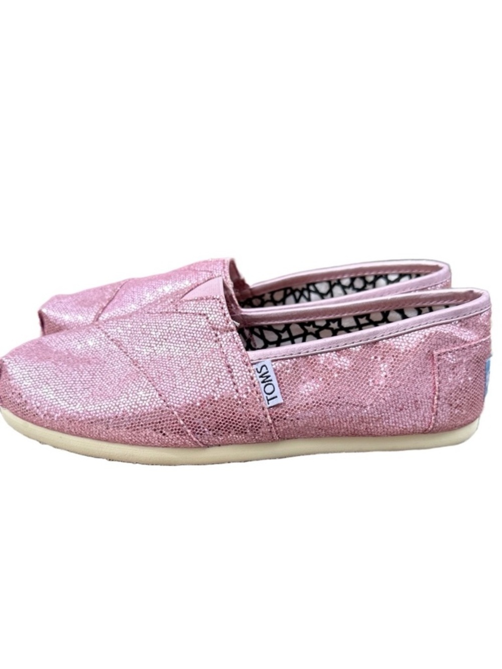 TOMS Pink Glitter Slip-On Flats Sparkle Balletcore Women’s 6 NWOT - Picture 3 of 9